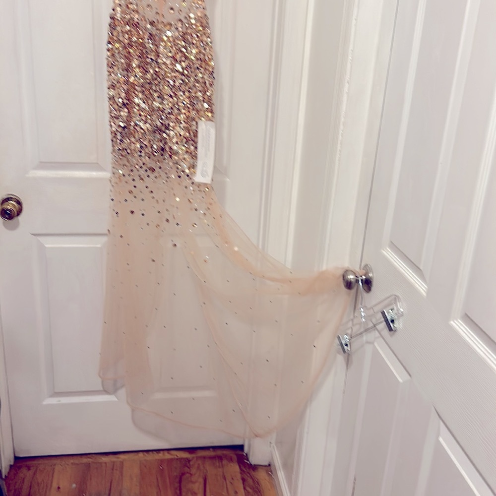 NWT Jovani nude rhinestones sequins elegant all eyes on you dress only $345 - Picture 9 of 9
